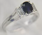 14K White Gold Sapphire & Diamond Ring