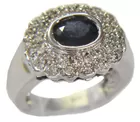 14K White Gold Sapphire & Pave Diamond Ring