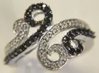 10K White Gold Ring, Black & White Diamonds