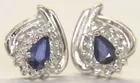10K White Gold Sapphire & Diamond Earrings