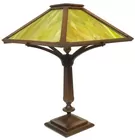 Arts & Crafts Wood & Slag Glass Table Lamp