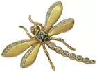 14K Diamond & Emerald Dragonfly Pin