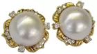 Pr. of Mobe Pearl & Diamond Earrings