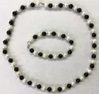 14K Gold Pearl & Onyx Bracelet & Necklace