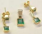 14K Emerald Earrings & Pendant