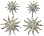 14K White Gold Diamond Sunburst Dangle Earrings