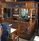 Antq. Carved Oak Bar & Backbar, As Is