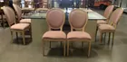 Double Travertine Base / Glass Top Table & Chairs