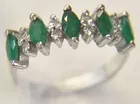 18K White Gold Ring w/Emeralds & Diamonds