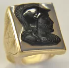 10K Gold Cameo Ring w/Warrior Figure