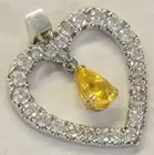 14K Wht Gold Diamond Pendant w/Yellow Sapphire