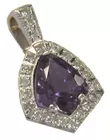 14K Wht. Gold Pendant w/Lg. Amethyst & Diamonds