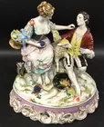 Meissen Enamel & Glazed Porcelain Lady, Man, Lamb