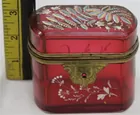 A Cranberry Glass Dresser Box