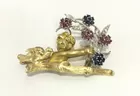 14k Gold And Diamond Cherub Brooch