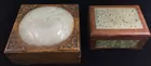 (2) Vintage Chinese Jade Inlay Trinket Boxes