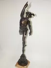 BRONZE MERCURY STATUE ON MARBLE BASE