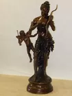 LIFE SIZE BRONZE WOMAN WITH CHILD AND BO