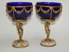 PAIR BRONZE AND COBALT CENTERPIECE