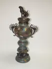 BRONZE AND CLOSIONNE INCENSE BURNER
