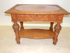 HEAVILY CARVED OAK LIBRARY TABLE