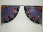 PAIR OF VICTORIAN STAIN GLASS CORNER PIECES