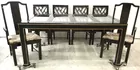 9pc Chinoiserie Black Lacquer & Gold Dining Group