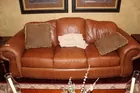 Leather 3 Cushion Sofa and 2 Pillows 
