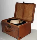 Top hat in leather hat box