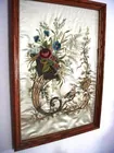Framed needle work on silk