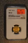 78) 1907 $2&1/2 Gold, NGC MS-62