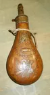 1800's brass Peace Powder Flask