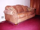 Bassett Suede Couch, Chair & Throw Pillows