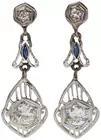 Art Deco 18k White Gold Diamond Drop Earrings