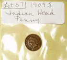 Lot 57, Rare 1909 S Indian Head Cent