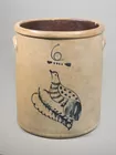 Six-Gallon Ohio Stoneware Crock w/ Cobalt Bird-on-