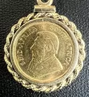 14K Gold Necklace w/ South Africa Krugerrand