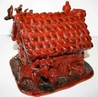 Excellent 1999 Ned Foltz Log Cabin w/ Deer, Bird,