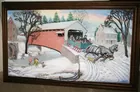 Abner Zook 1990 Covered Bridge Winter Snow Scene