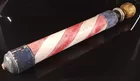 ANTIQUE WOOD PAINTED BARBER POLE W/ IRON BRACKET