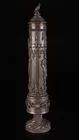 LARGE TALL THIN METAL PEWTER KNIGHT STEIN W/ JEWEL