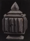 ANTIQUE DARK STAINED FOLK ART TRAMP ART BOX