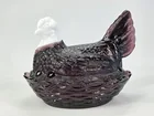 Lot# 55 - AMETHYST & MILK GLASS ROOSTER 