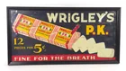 EARLY TIN LITHO WRIGLEY'S CHEWING GUM SIGN