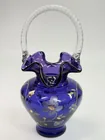 FENTON HAND PAINTED ROYAL PURPLE BASKET