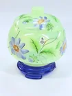 FENTON DAHLIAS ON TOPAZ URANIUM GLASS BOX