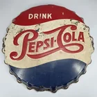 18 PEPSI COLA METAL BUTTON CAP SIGN