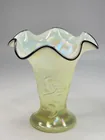 FENTON URANIUM GLASS BLACK EDGE VASE