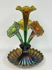 NORTHWOOD CARNIVAL GLASS 4-HORN WIDE PANEL EPERGNE