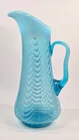 BLUE OPALESCENT DRAPERY GLASS WATER PITCHER